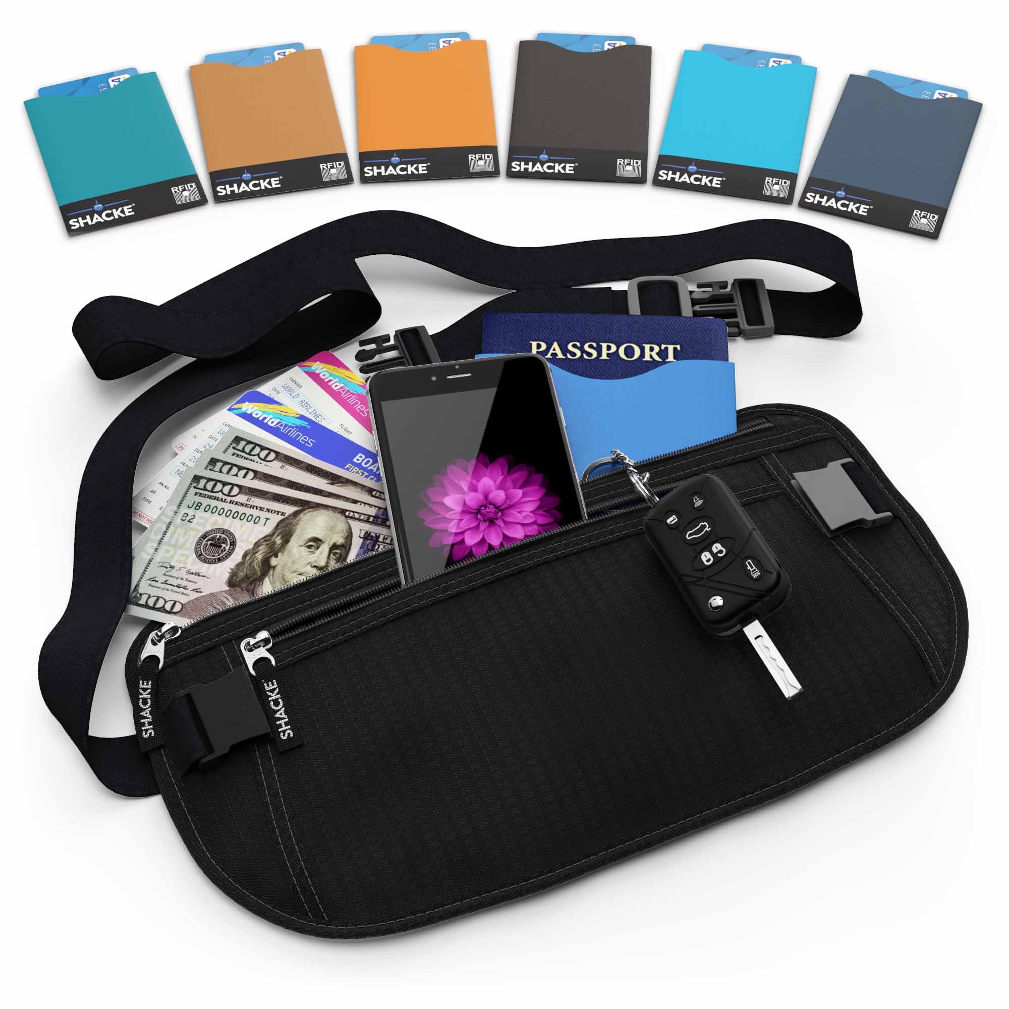 2 Pack Money Belt For Travel With RFID Blocking and Earphone Hole